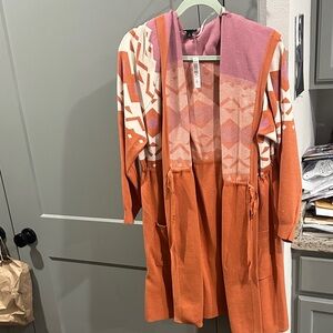 Torrid Pink and Orange Geometric duster Cardigan, thick and buttery soft